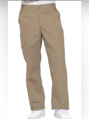 Dickies Men's  Pants Everyday Scrubs zip pull on- Khaki/Tan size M TALL-NWT